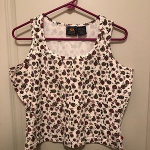 Cute pale pink tank top with rose colored flowers
